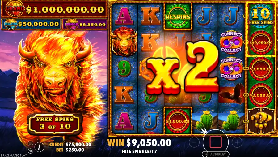 Screenshot of Fire Stampede 2 slot free spins