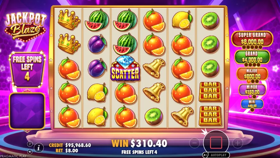 Jackpot Blaze Slot Bonus Game