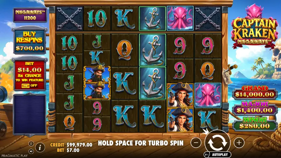 Captain Kraken Megaways Slot Base Game