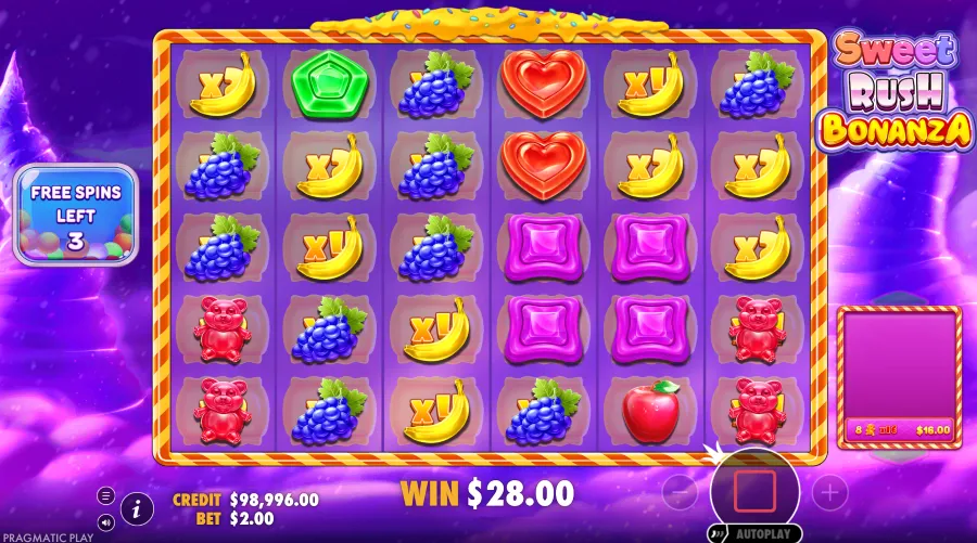 Sweet Rush Bonanza slot free spins round screenshot