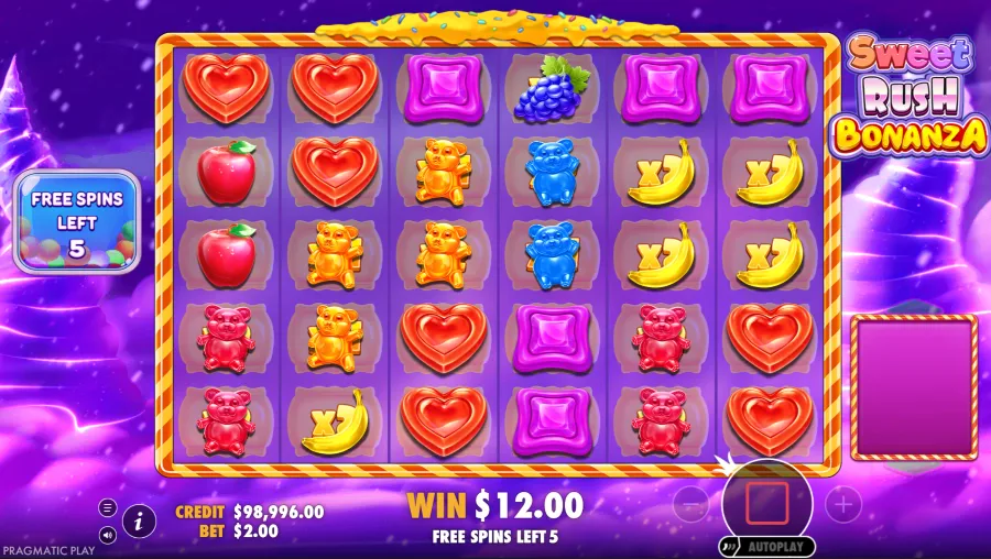Sweet Rush Bonanza slot free spins screenshot