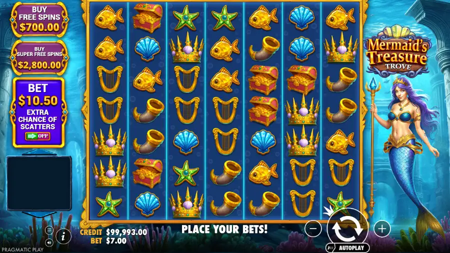 Mermaid’s Treasure Trove Slot Base Game