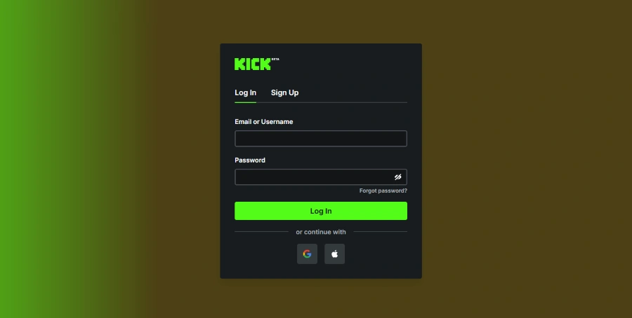 Kick Login Popup