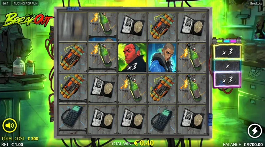 Screenshot of Breakout slot Clearout bonus round