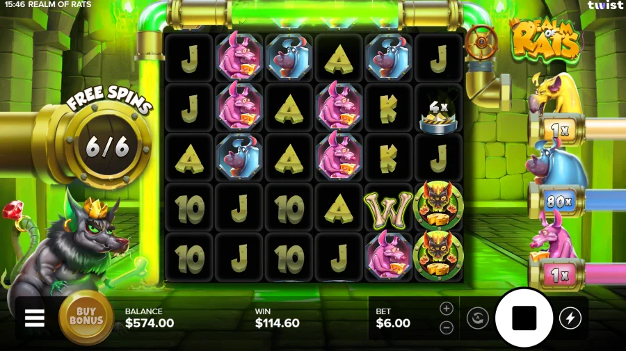 Screenshot of Realm of Rats slot free spins round
