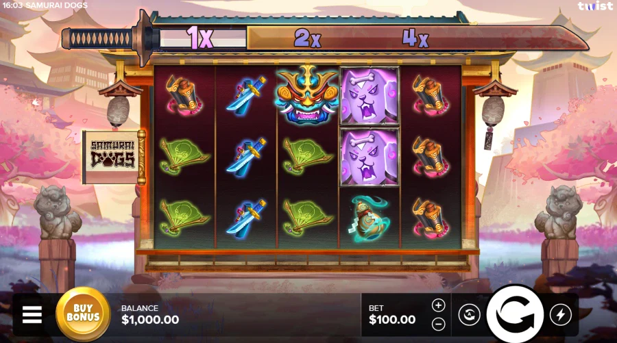 Screenshot of Samurai Dogs slot