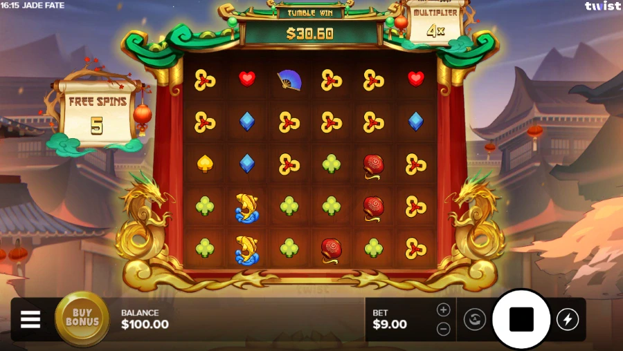 Screenshot of Jade Fate slot free spins round