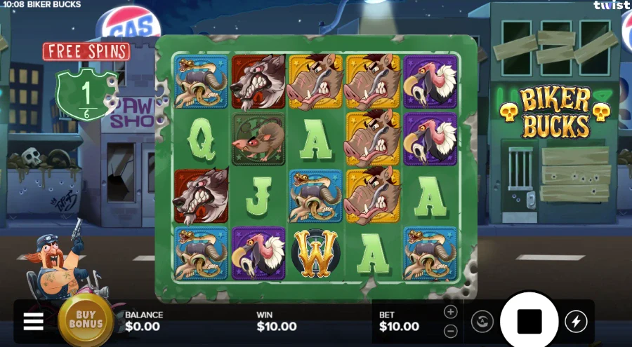 Screenshot of Biker Bucks slot free spins round
