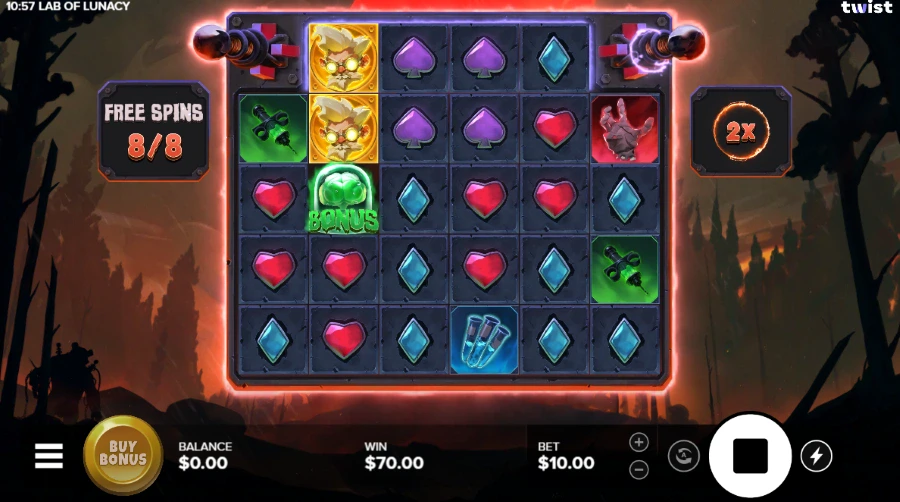 Screenshot of Lab of Lunacy slot free spins round