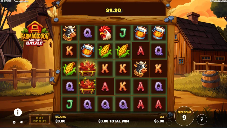 Screenshot of Farmageddon slot free spins round