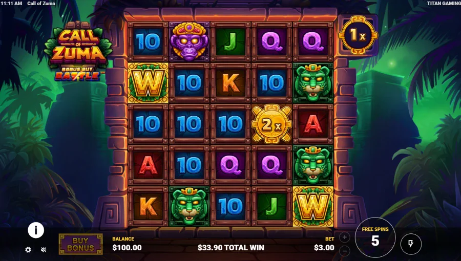 Screenshot of Call Of Zuma slot bonus round