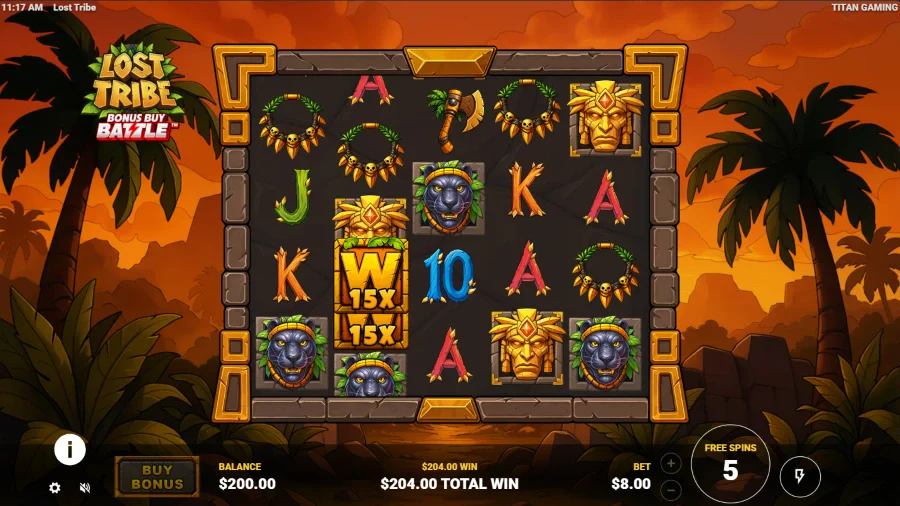 Screenshot of Lost Tribe slot free spins round