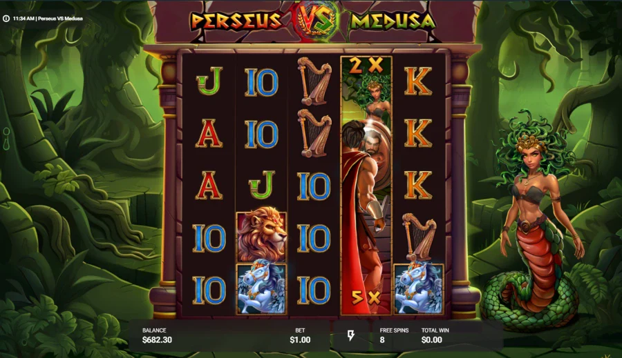 Screenshot of Perseus vs Medusa slot free spins round