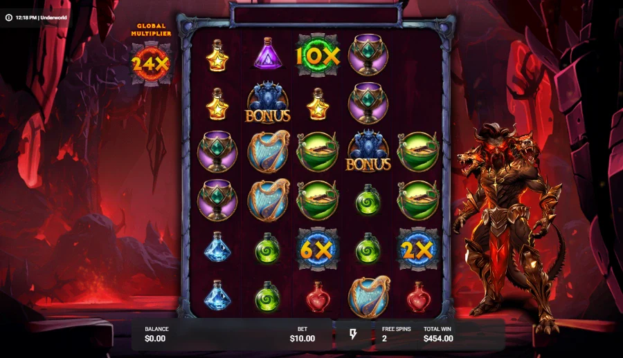 Screenshot of Underworld slot free spins round