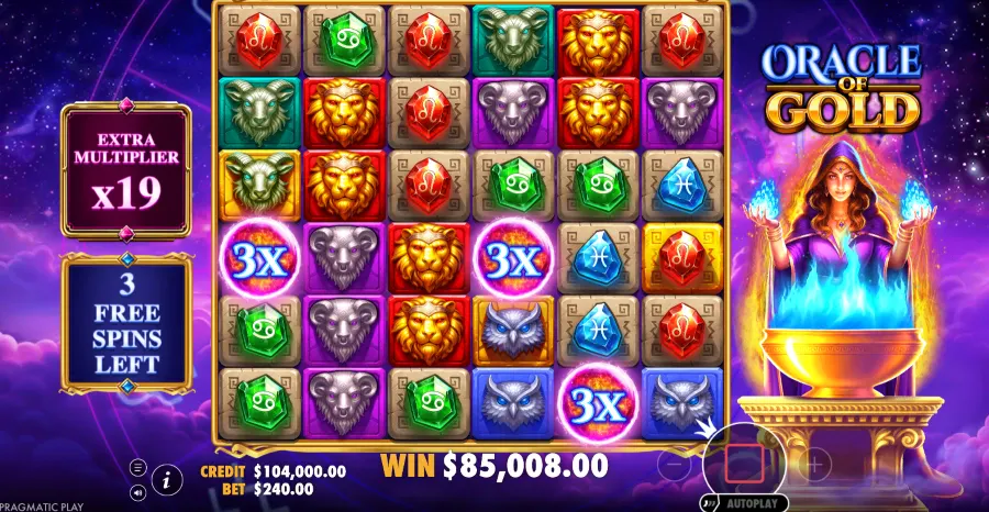 Screenshot of Oracle Of Gold slot free spins round