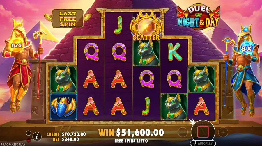 Screenshot of Duel of Night & Day slot free spins round