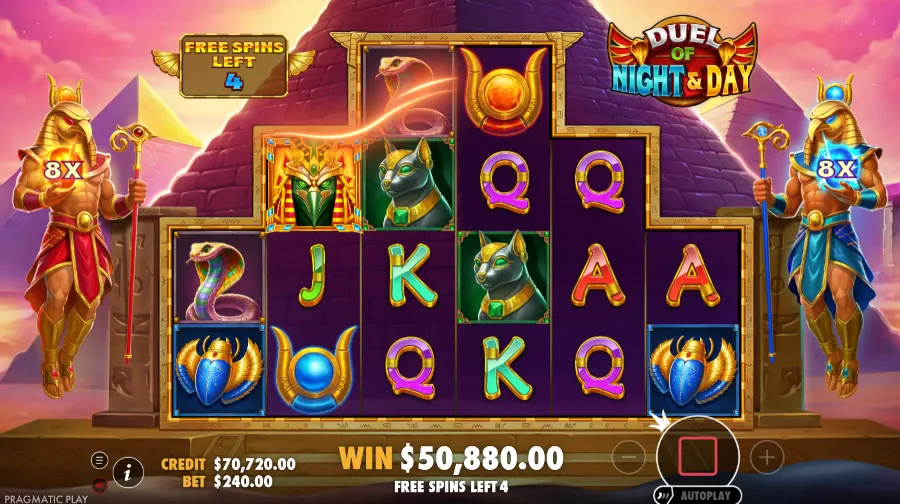 Screenshot of Duel of Night & Day slot free spins round