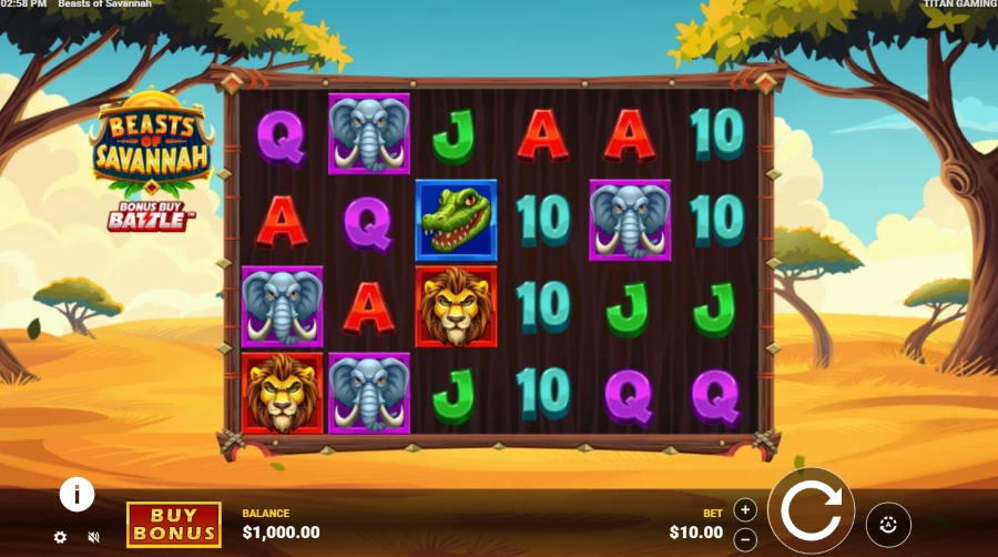 Screenshot of Beasts of Savannah slot