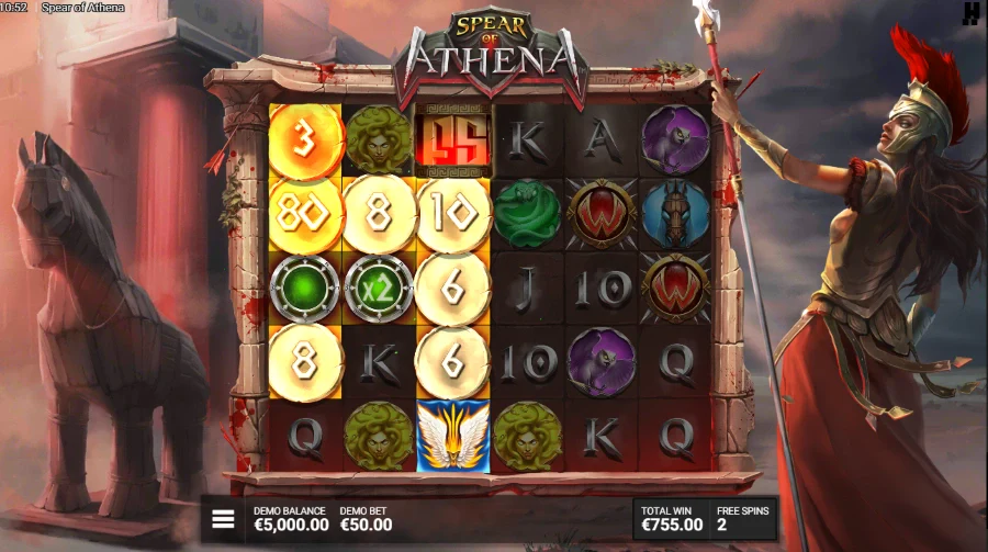 Screenshot of Spear of Athena slot free spins round