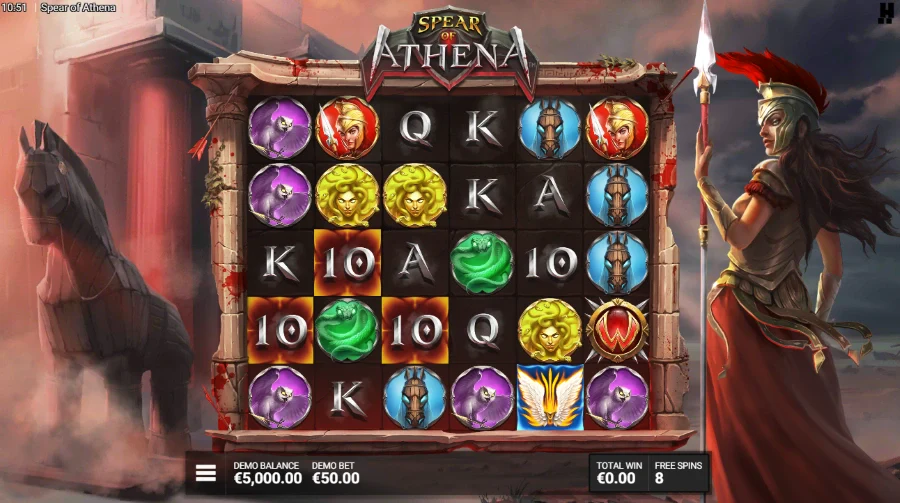 Screenshot of Spear of Athena slot free spins round
