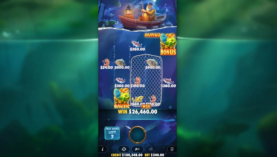 Screenshot of Happy Nets slot free spins round
