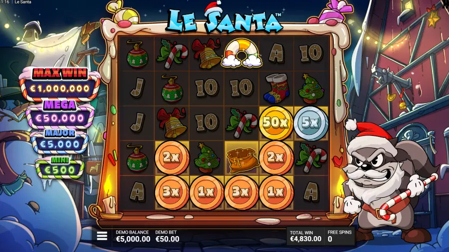 Screenshot of Le Santa slot free spins round