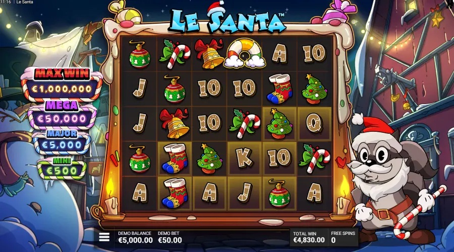 Screenshot of Le Santa slot free spins round