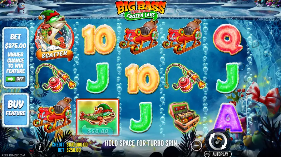 Screenshot of Big Bass Christmas Frozen Lake slot