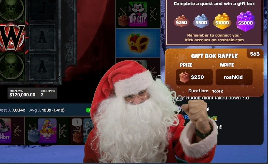 Rosh Dresses as Santa During His Christmas Stream