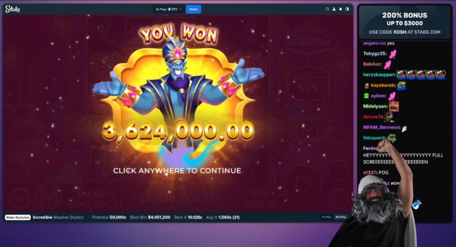 Roshtein Playing Incredible Slot by Massive Studios