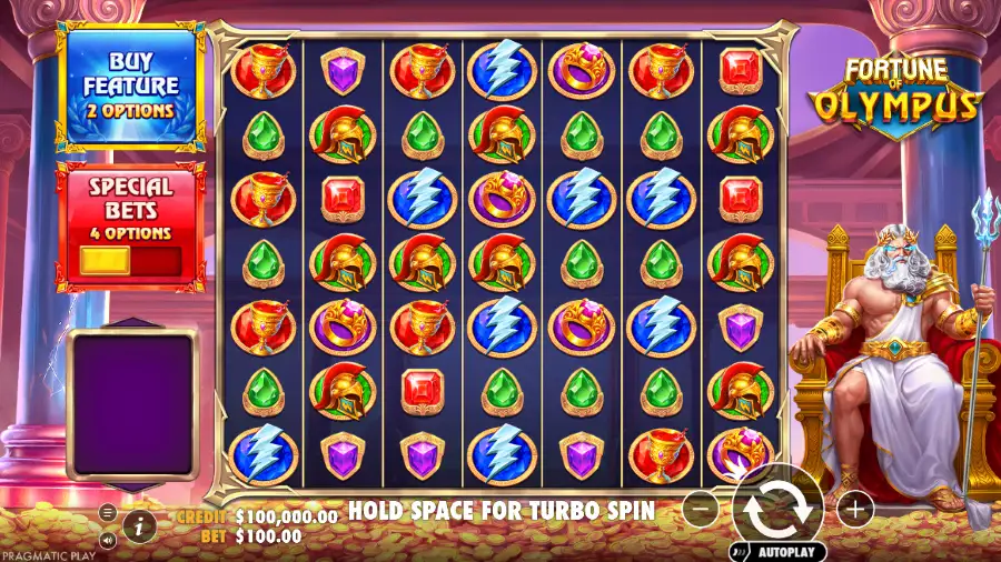Screenshot of Fortune of Olympus slot free spins