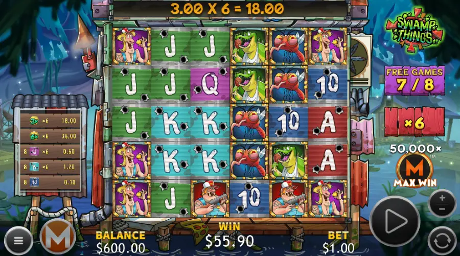 Screenshot of Swamp Things slot free spins