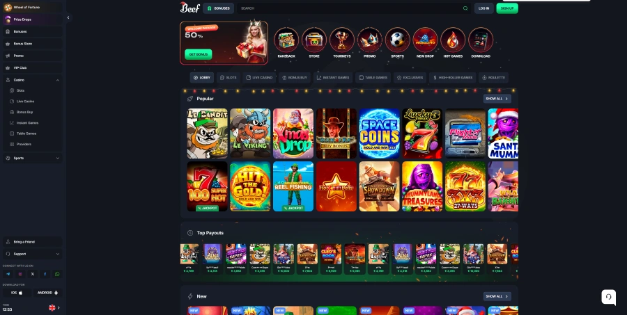 Vavada Casino main page