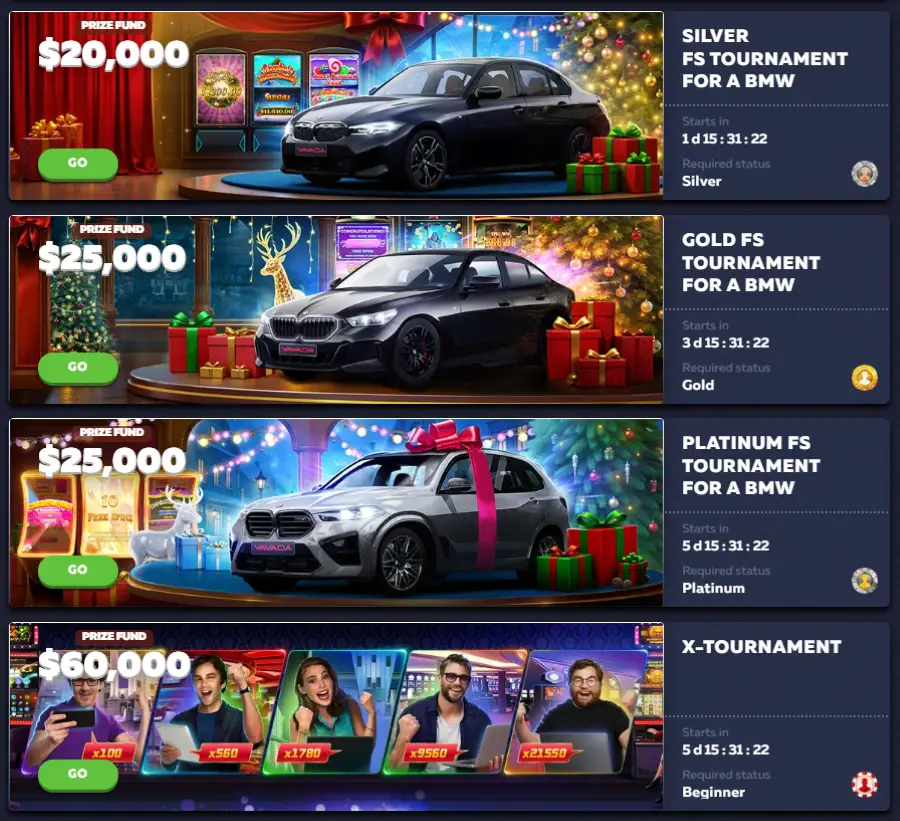 Screenshot of Vavada Casino events page