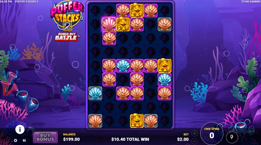 Screenshot of Puffers Stack 2 slot free spins round