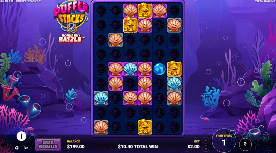 Screenshot of Puffers Stack 2 slot free spins round