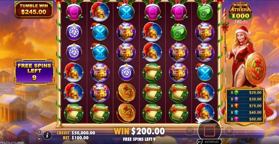 Screenshot of Wisdom Of Athena Xmas slot free spins