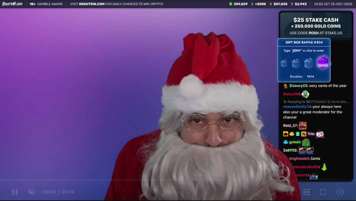Santa Rosh on stream