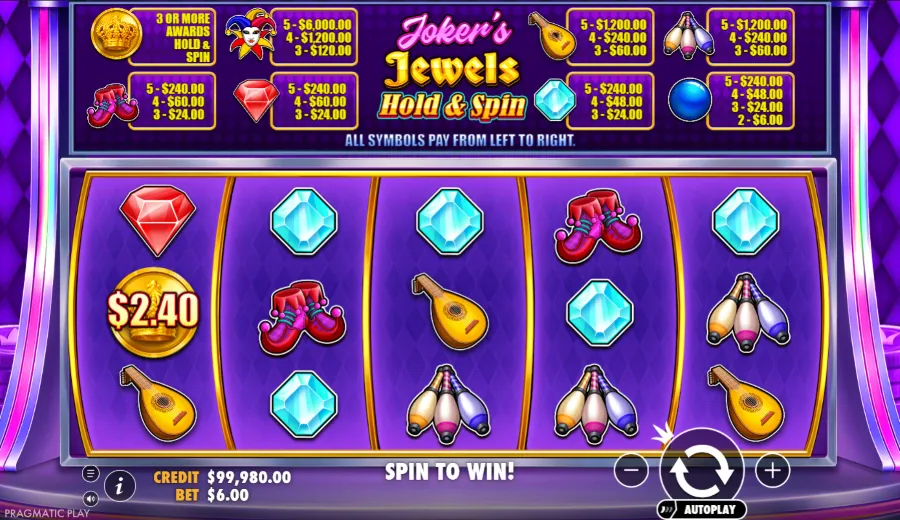 Joker's Jewels Hold & Spin Slot Base Game
