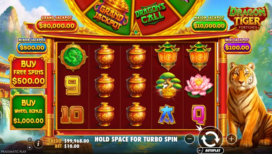 Dragon Tiger Fortunes Slot Base Game
