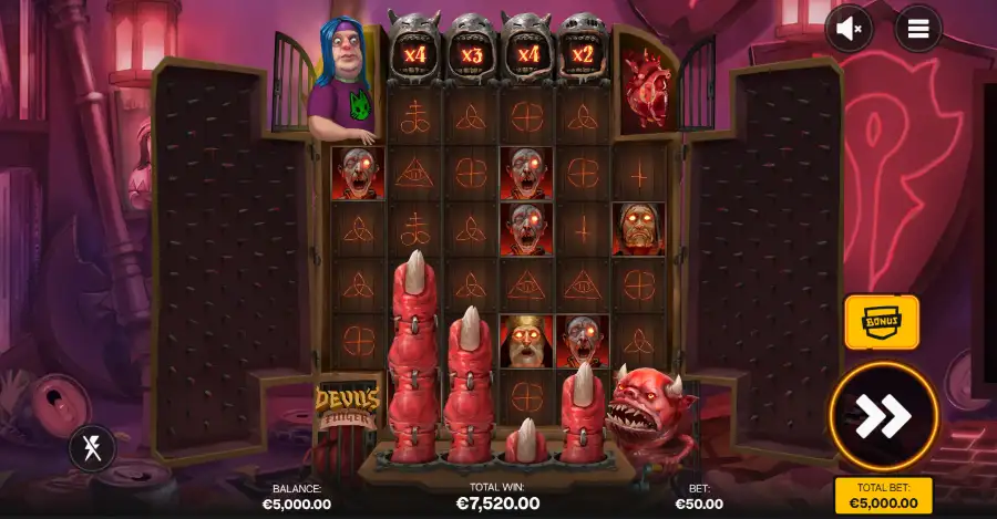 Screenshot of Devil's Finger slot free spins