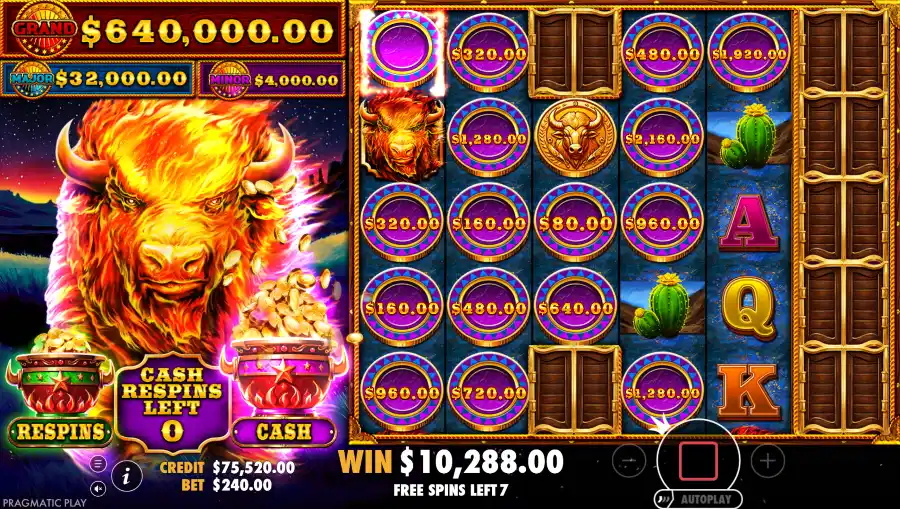 Screenshot of Fire Stampede Ultimate slot free spin round