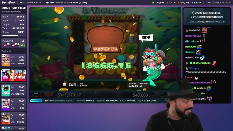 Roshtein Max Win on Le Fisherman