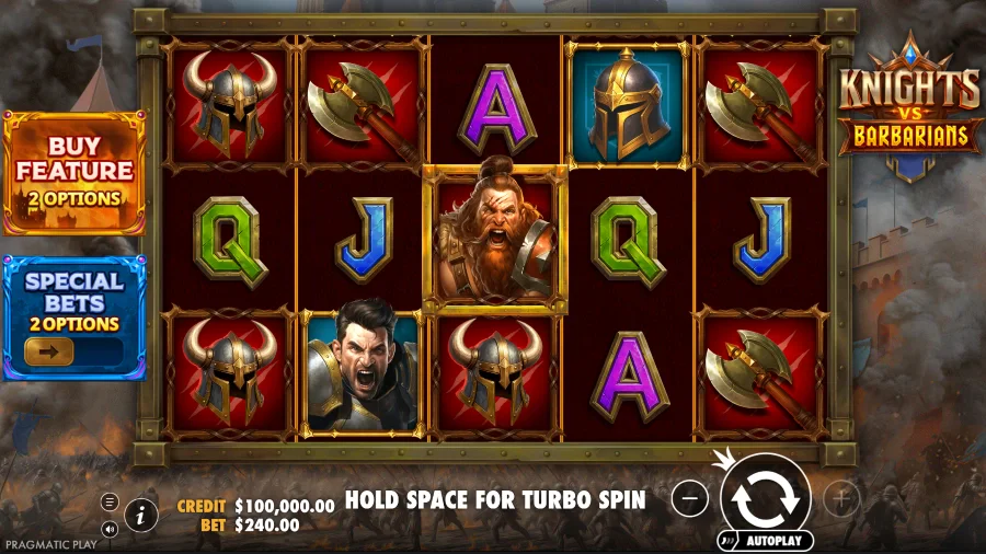 Screenshot of Knights vs Barbarians slot