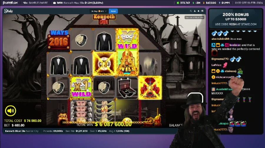 Roshtein winning big in live stream