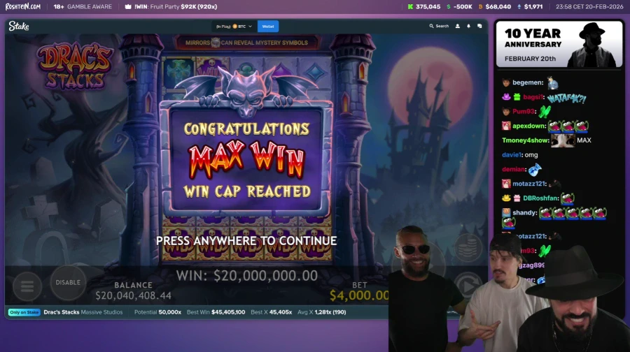 Rosh, Jay, and Frank Celebrating a Max Win