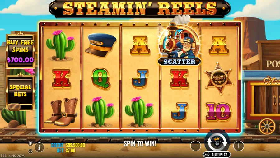 Steamin' Reels Slot Base Game