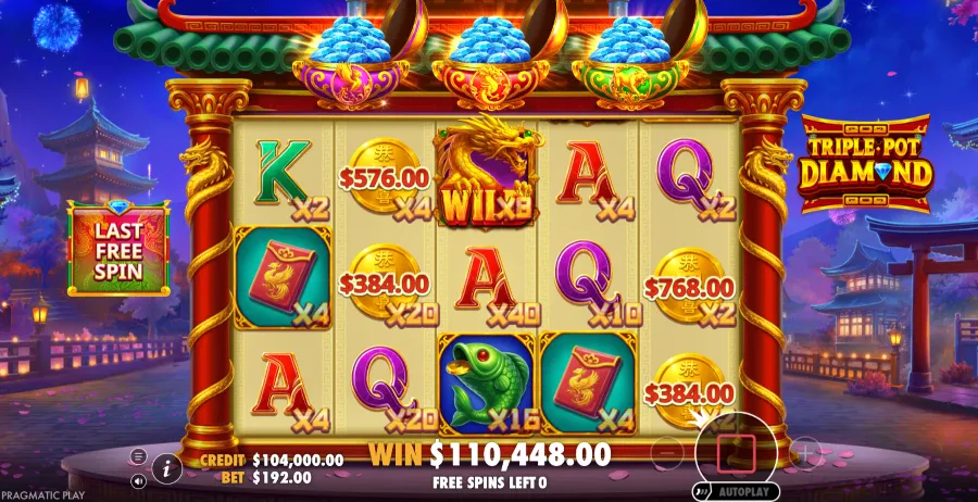 Screenshot of Triple Pot Diamond slot free spins