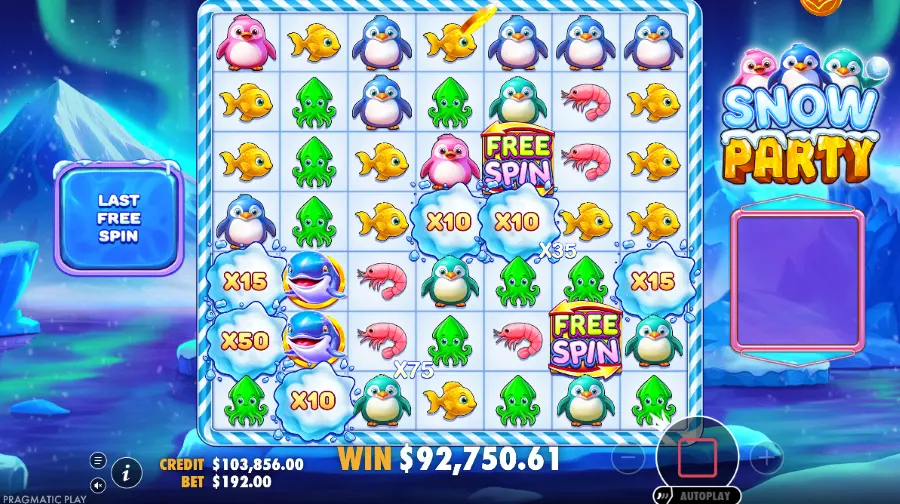 Screenshot of Snow Party slot free spins