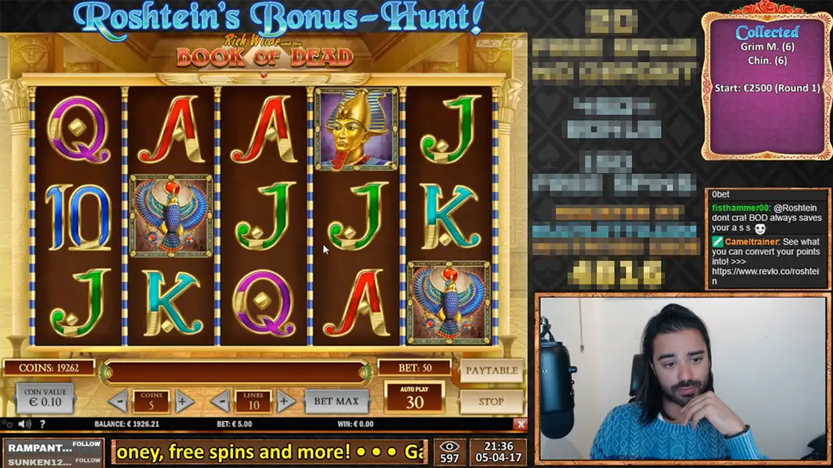 roshtein doind bonus hunt on stream in 2017